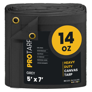 ProTarp PT-301 Canvas Tarp, Gray - 5' x 7'