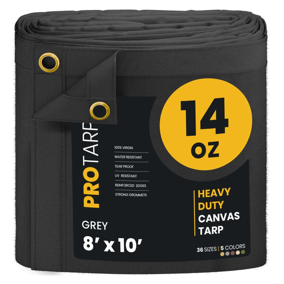 ProTarp PT-301 Canvas Tarp, Gray - 8' x 10'