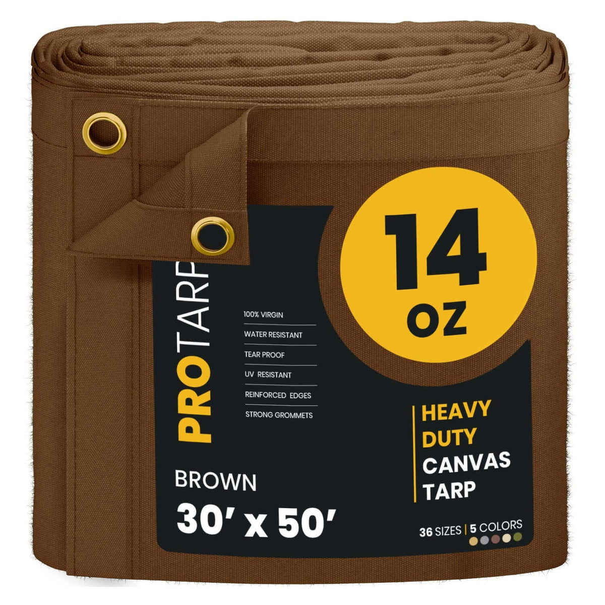 ProTarp PT-302 Canvas Tarp, Brown - 30' x 50'