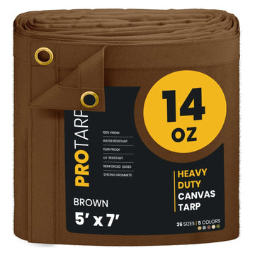 ProTarp PT-302 Canvas Tarp, Brown - 5' x 7'