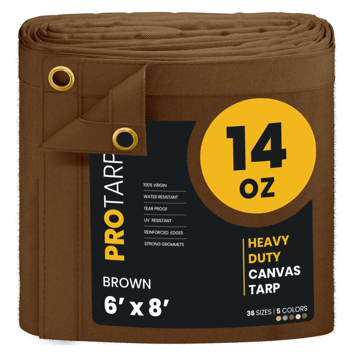 ProTarp PT-302 Canvas Tarp, Brown - 6' x 8'