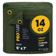 ProTarp PT-303 Canvas Tarp, Green - 5' x 7'
