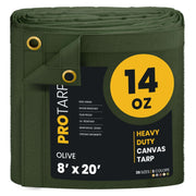 ProTarp PT-303 Canvas Tarp, Green - 8' x 20'