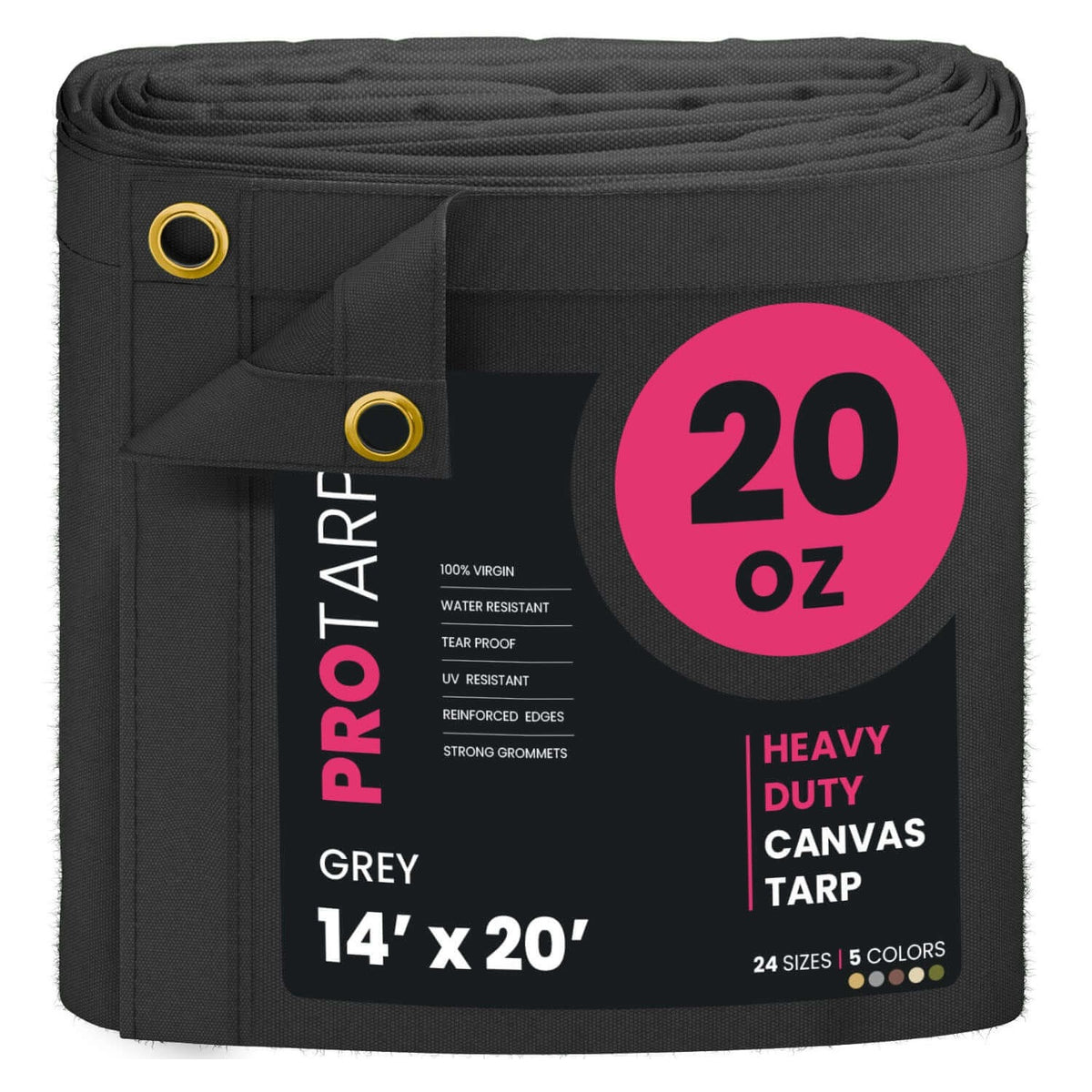 ProTarp PT-401 Canvas Tarp, Gray - 14' x 20'