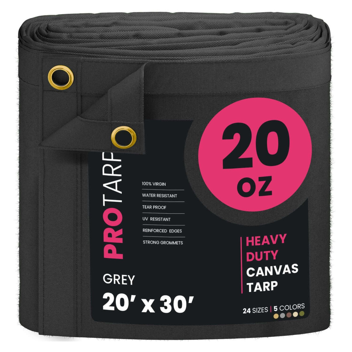 ProTarp PT-401 Canvas Tarp, Gray - 20' x 30'