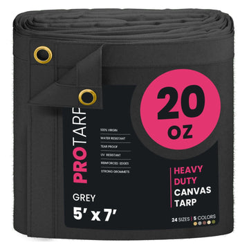 ProTarp PT-401 Canvas Tarp, Gray - 5' x 7'