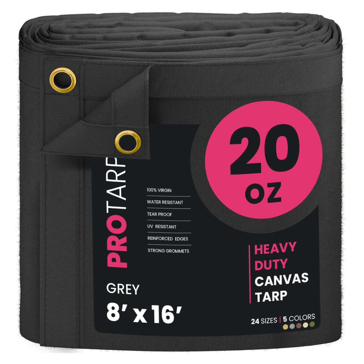 ProTarp PT-401 Canvas Tarp, Gray - 8' x 16'
