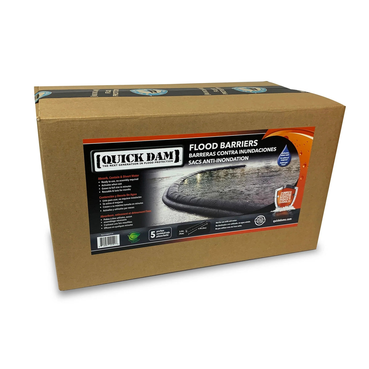 Quick Dam Flood Barrier, Black - 204"