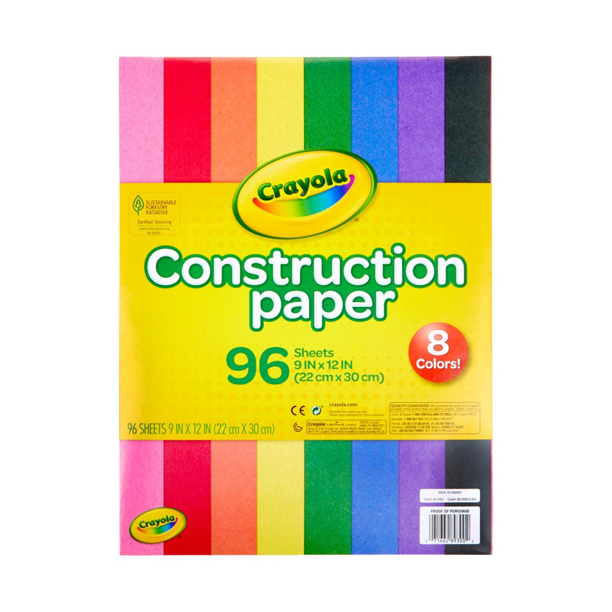 Crayola 993000 Construction Paper, 9" x 12", Assorted, 96/Pack - Default Title