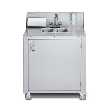 Crown Verity CVPHS Stainless Steel Sink Cart, 25 1/4" x 34 3/8", 120V - Double