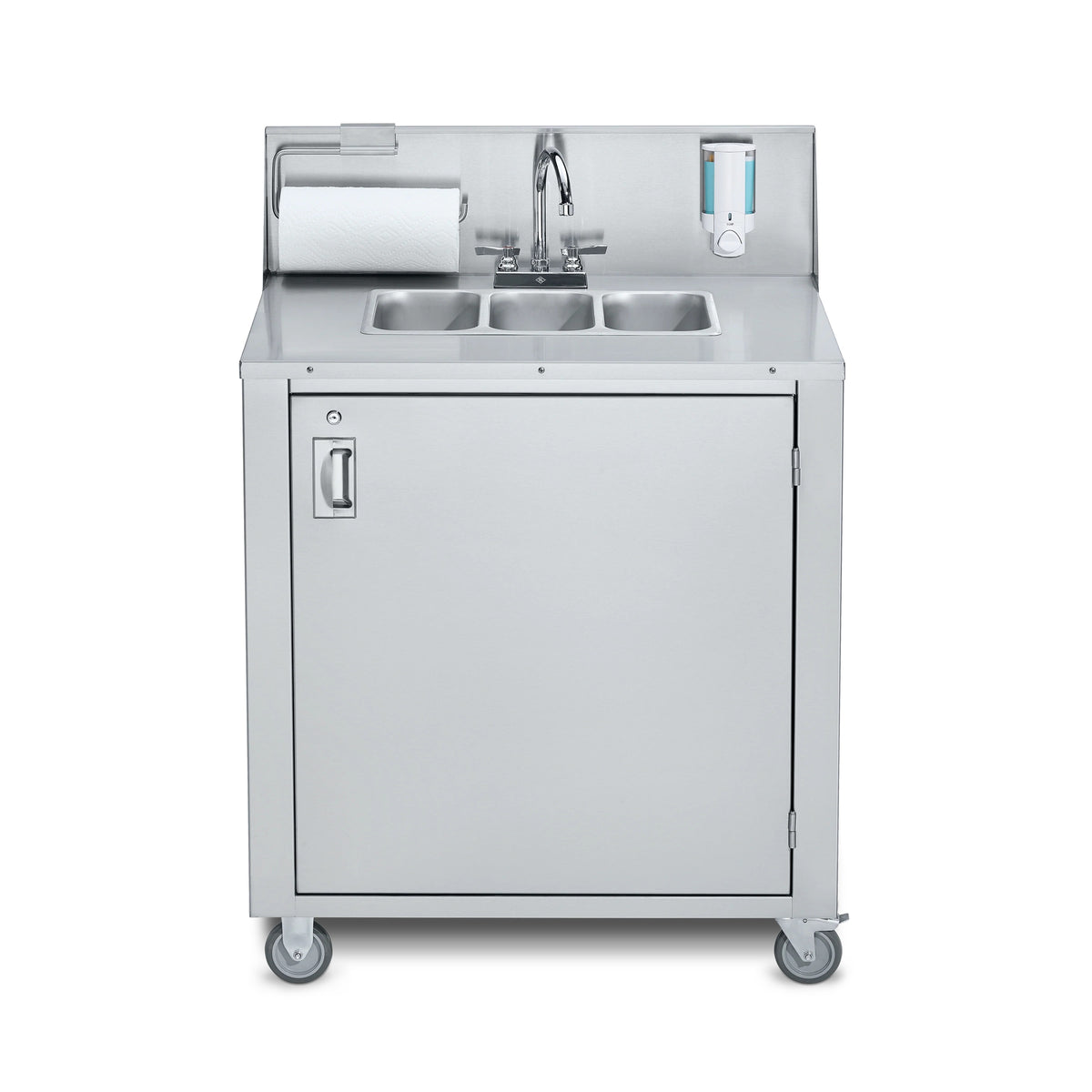 Crown Verity CVPHS Stainless Steel Sink Cart, 25 1/4" x 34 3/8", 120V - Triple