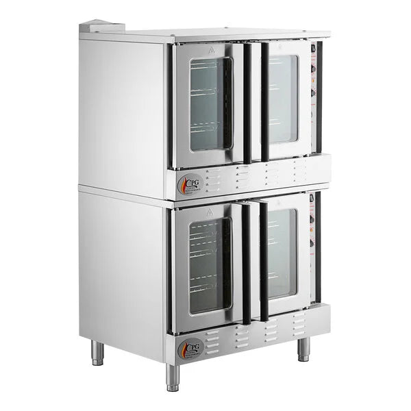 Double Deck Standard Depth Full Size Natural Gas Convection Oven with Legs - 108,000 BTU