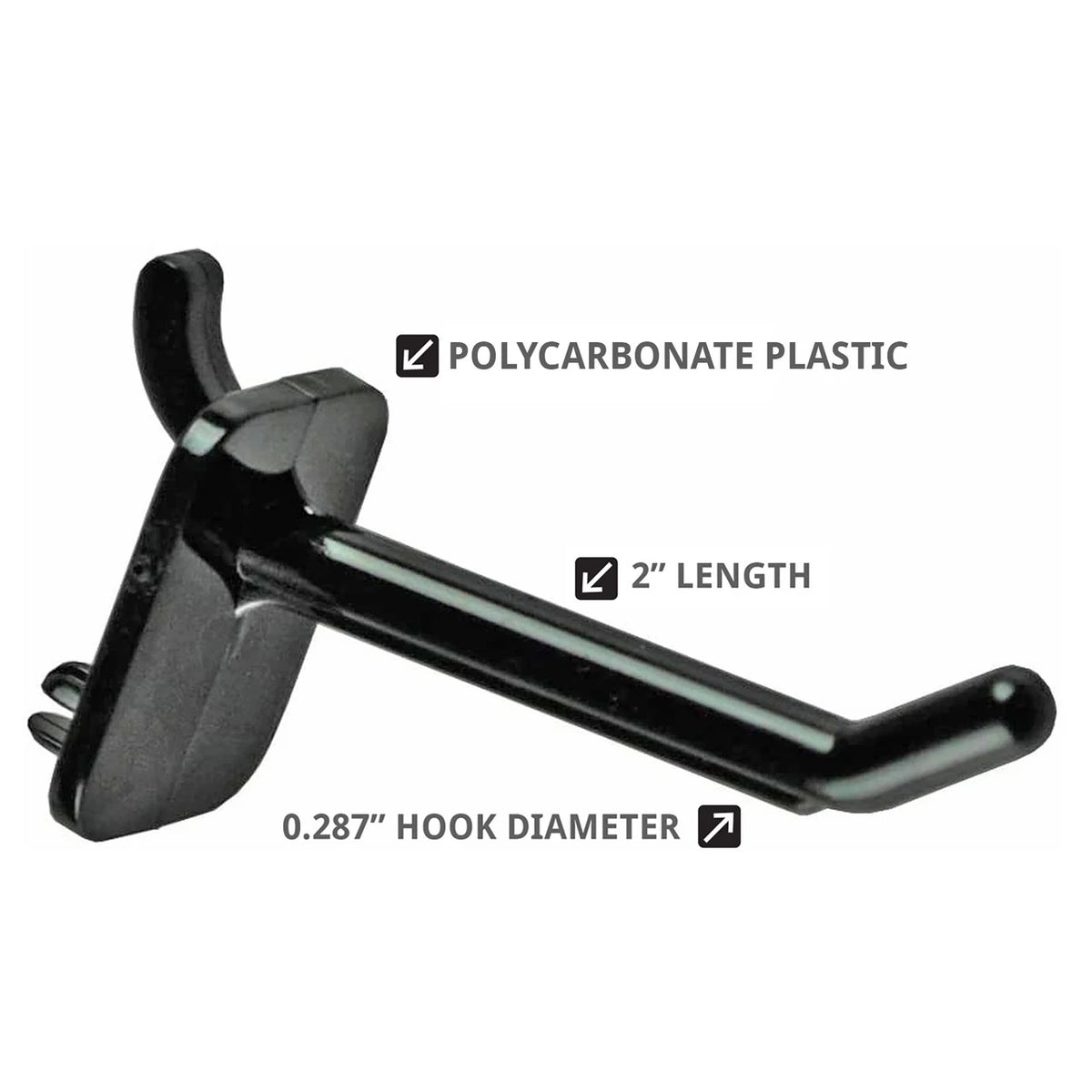 Azar Displays 800002 Polycarbonate Hook, 2" Long, 50/Case - photo 2