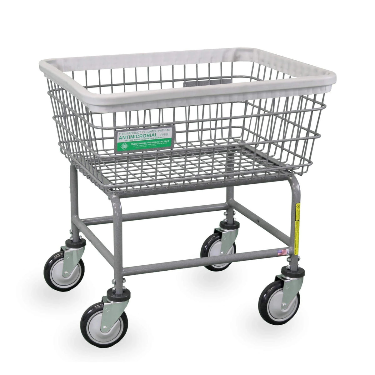 R&B Wire Products, Inc. Metal Laundry Cart, Silver - 26 1/2"