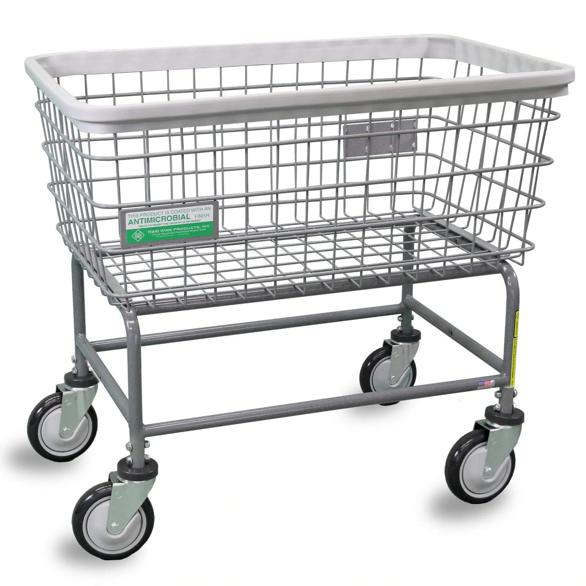 R&B Wire Products, Inc. Metal Laundry Cart, Silver - 34"