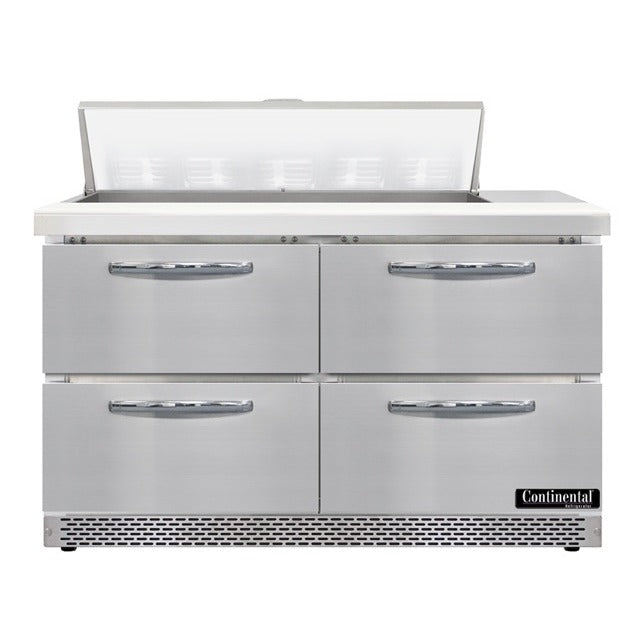 Continental Refrigerator Sandwich Prep Table, 13.4 cu. ft., Silver - 4 Drawer