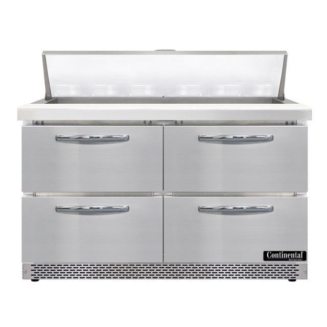 Continental Refrigerator Sandwich Prep Table, 13.4 cu. ft., Silver - 4 Drawer