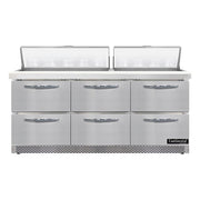 Continental Refrigerator Sandwich Prep Table, 20.6 cu. ft., Silver - 6 Drawer