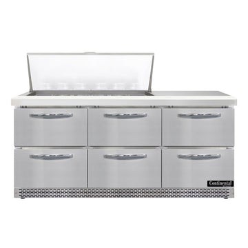 Continental Refrigerator SW72N18M-FB Sandwich Prep Table, 20.6 cu. ft., 115V - 3 Door
