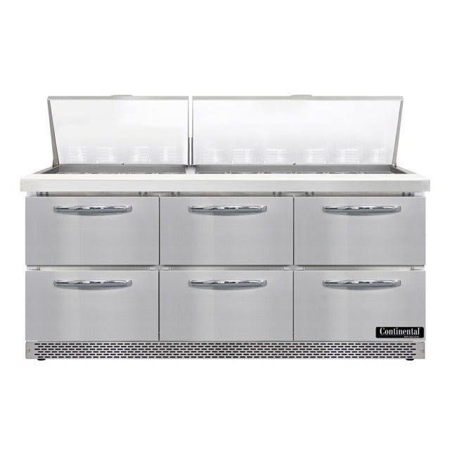 Continental Refrigerator SW72N30M-FB Sandwich Prep Table, 20.6 cu. ft., 115V - 3 Door