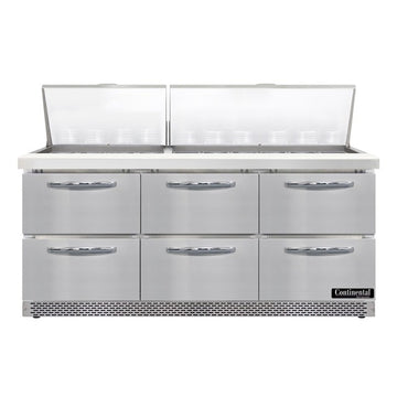 Continental Refrigerator SW72N30M-FB Sandwich Prep Table, 20.6 cu. ft., 115V - 3 Door