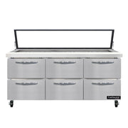 Continental Refrigerator SW72N30M-HGL Sandwich Prep Table, 20.6 cu. ft., 115V - 6 Drawer