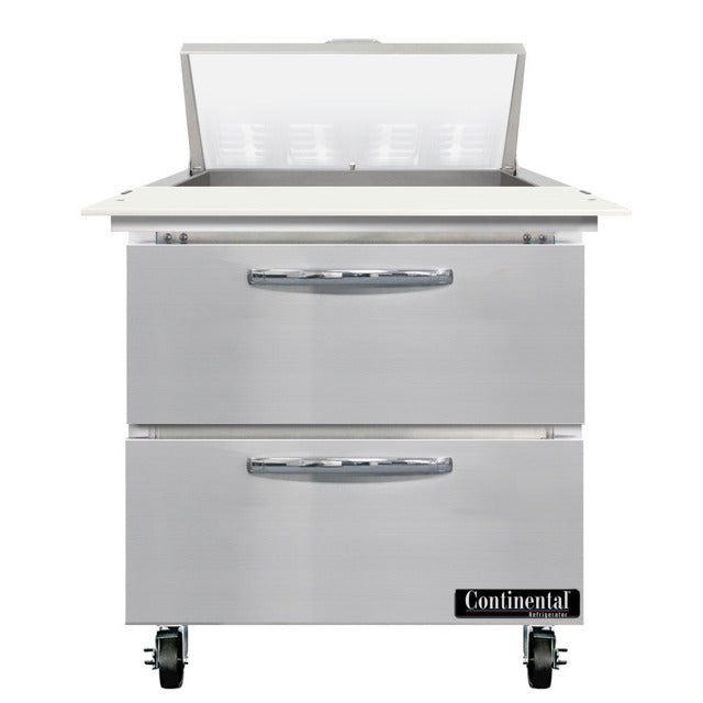 Continental Refrigerator SW32-N-8C Sandwich Prep Table, 9 cu. ft., 115V - 2 Drawer