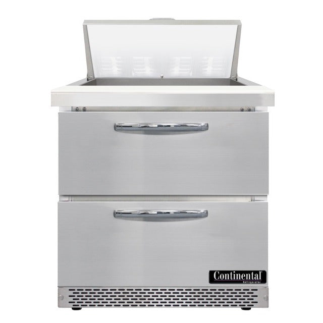 Continental Refrigerator SW32-N-8-FB Sandwich Prep Table, 9 cu. ft., 115V - 2 Drawer