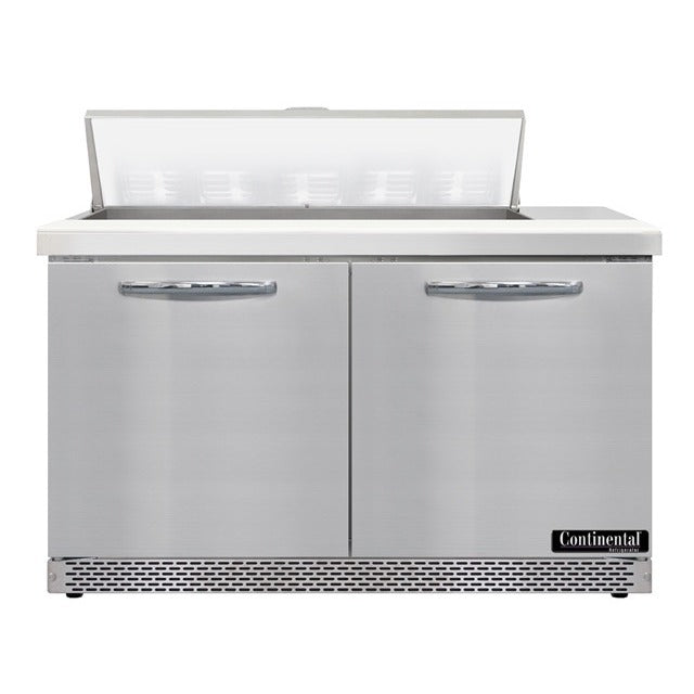 Continental Refrigerator Sandwich Prep Table, 13.4 cu. ft., Silver - 2 Door