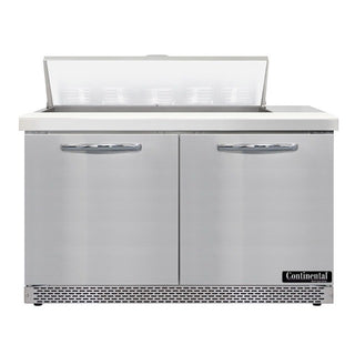 Continental Refrigerator Sandwich Prep Table, 13.4 cu. ft., Silver - 2 Door