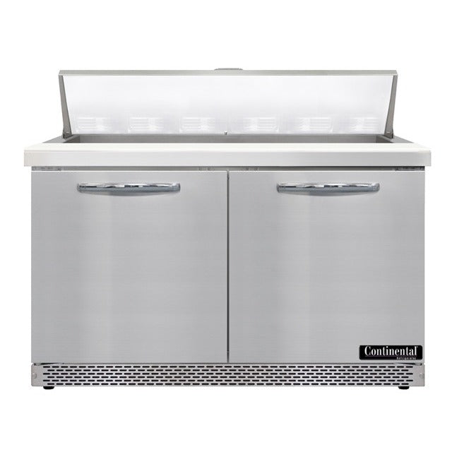 Continental Refrigerator Sandwich Prep Table, 13.4 cu. ft., Silver - 2 Door