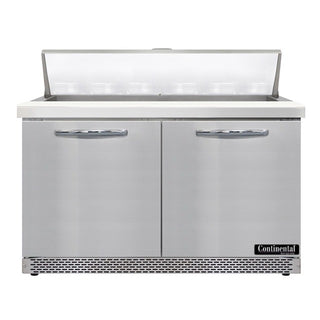 Continental Refrigerator Sandwich Prep Table, 13.4 cu. ft., Silver - 2 Door