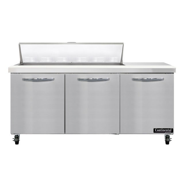 Continental Refrigerator SW72-N-12 Sandwich Prep Table, 20.6 cu. ft., 115V - 3 Door
