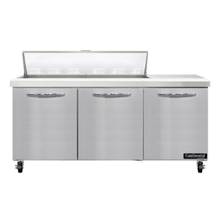 Continental Refrigerator SW72-N-12 Sandwich Prep Table, 20.6 cu. ft., 115V - 3 Door