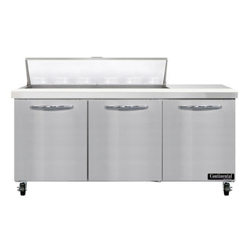 Continental Refrigerator SW72-N-12 Sandwich Prep Table, 20.6 cu. ft., 115V - 3 Door