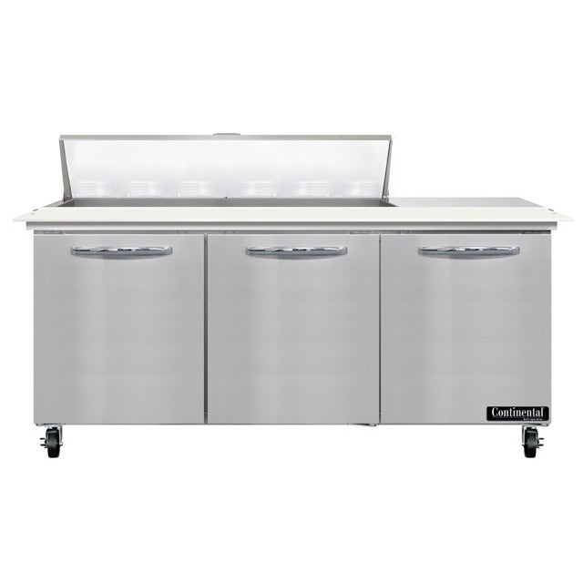 Continental Refrigerator SW72-N-12C Sandwich Prep Table, 20.6 cu. ft., 115V - 3 Door