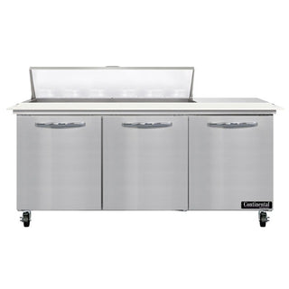 Continental Refrigerator SW72-N-12C Sandwich Prep Table, 20.6 cu. ft., 115V - 3 Door