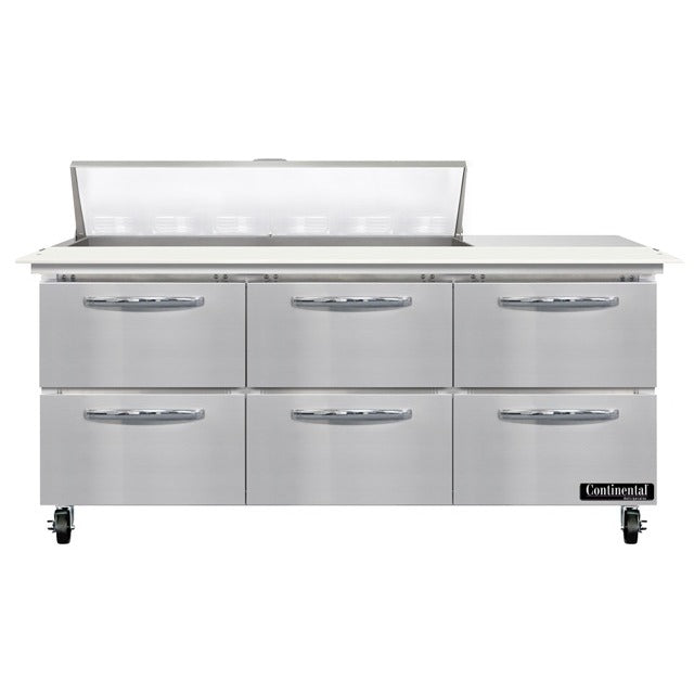 Continental Refrigerator SW72-N-12C Sandwich Prep Table, 20.6 cu. ft., 115V - 6 Drawer