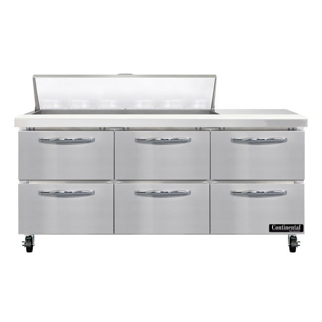 Continental Refrigerator SW72-N-12 Sandwich Prep Table, 20.6 cu. ft., 115V - 6 Drawer