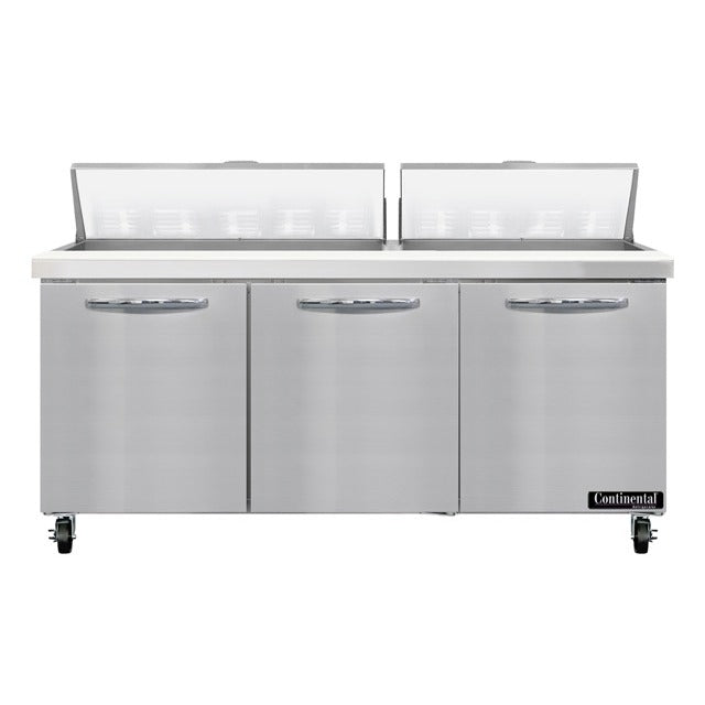 Continental Refrigerator SW72-N-18 Sandwich Prep Table, 20.6 cu. ft., 115V - 3 Door