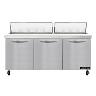 Continental Refrigerator SW72-N-18 Sandwich Prep Table, 20.6 cu. ft., 115V - 3 Door
