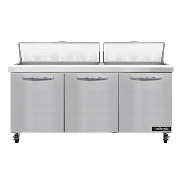 Continental Refrigerator SW72-N-18 Sandwich Prep Table, 20.6 cu. ft., 115V - 3 Door