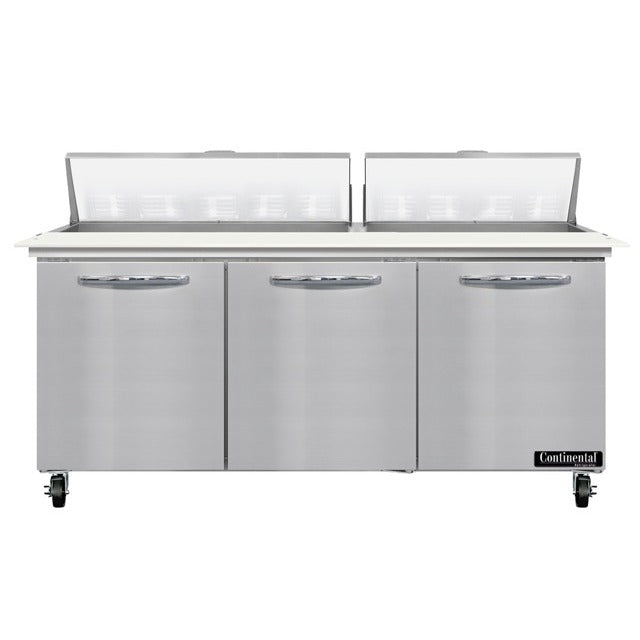 Continental Refrigerator SW72-N-18C Sandwich Prep Table, 20.6 cu. ft., 115V - 3 Door