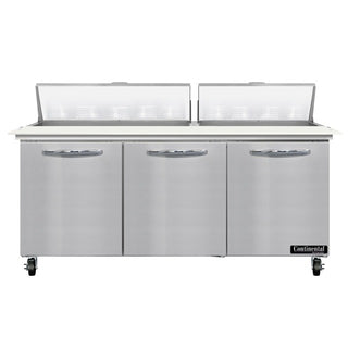 Continental Refrigerator SW72-N-18C Sandwich Prep Table, 20.6 cu. ft., 115V - 3 Door