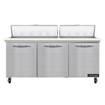 Continental Refrigerator SW72-N-18C Sandwich Prep Table, 20.6 cu. ft., 115V - 3 Door