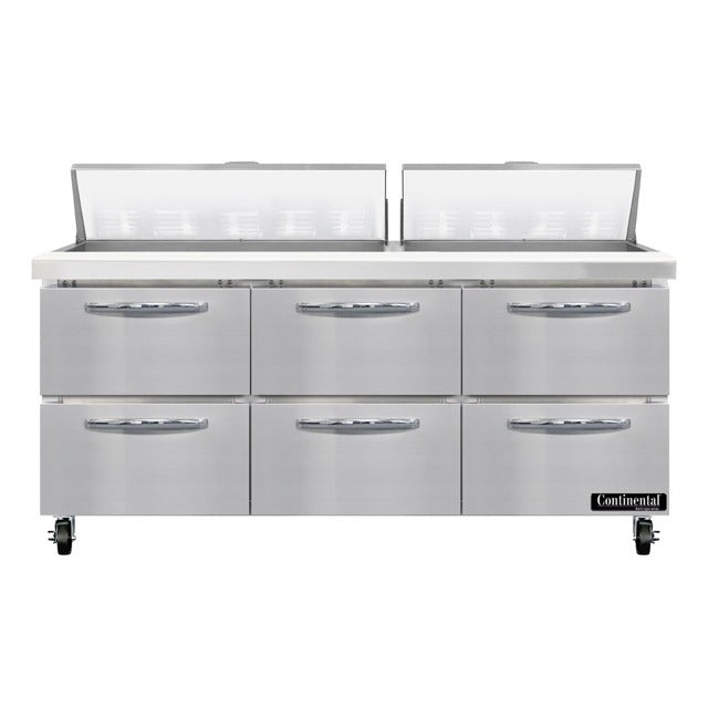 Continental Refrigerator SW72-N-18 Sandwich Prep Table, 20.6 cu. ft., 115V - 6 Drawer