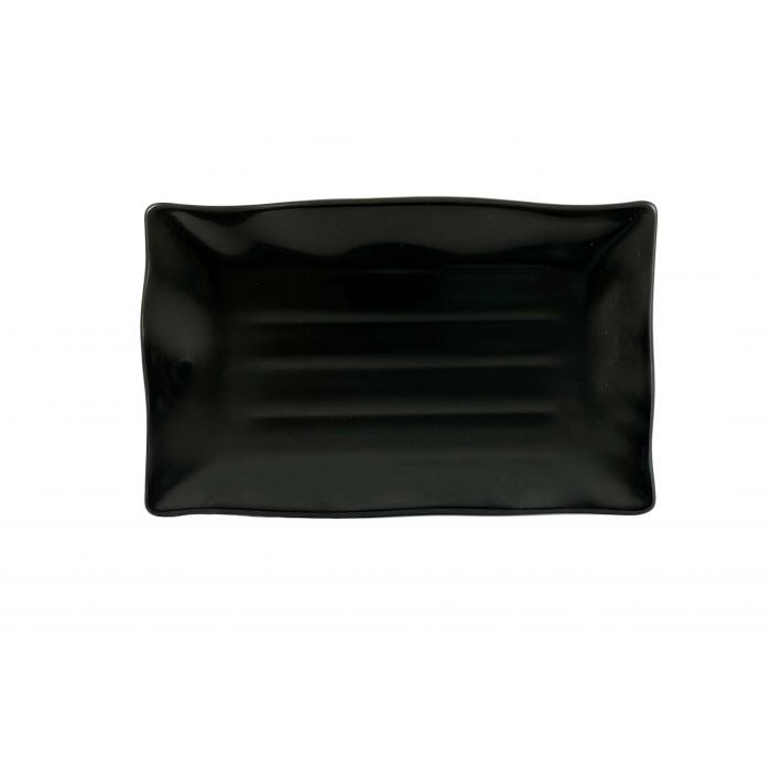 Thunder Group Classic Black Black Melamine Plate, 7 1/4" x 11 1/4", 12/Case - Black