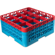 Carlisle RG16 OptiClean Polypropylene Glass Rack, Full Size, Red - 8 3/4"