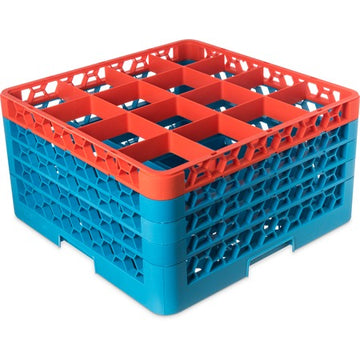 Carlisle RG16 OptiClean Polypropylene Glass Rack, Full Size - Orange