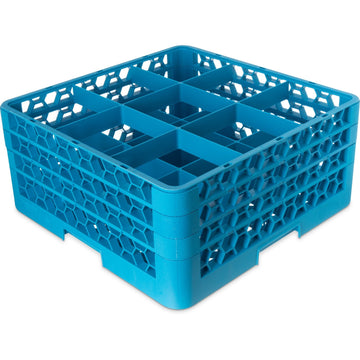 Carlisle RG9 OptiClean Polypropylene Glass Rack, Full Size, Blue - 5 1/2"